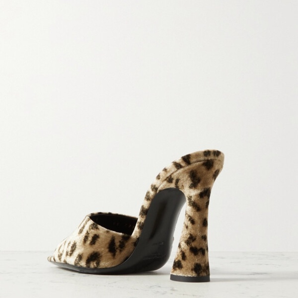 Saint Laurent Leopard Print Women's Heels Velour Mules BNIB 8.5 38 1/2 - Picture 6 of 12